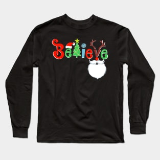 Santa Believe Christmas Boys Kids Girls Xmas Tree Gifts T-Shirt Long Sleeve T-Shirt